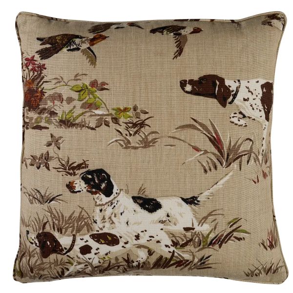 Pointers Pillow – Tan - SO17516006 - 22" x 22" - Schumacher Pillow - Schumacher Pillow