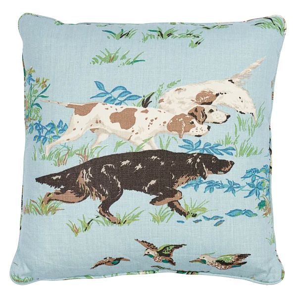 Pointers Pillow – Sky - SO17516106 - 22" x 22" - Schumacher Pillow - Schumacher Pillow