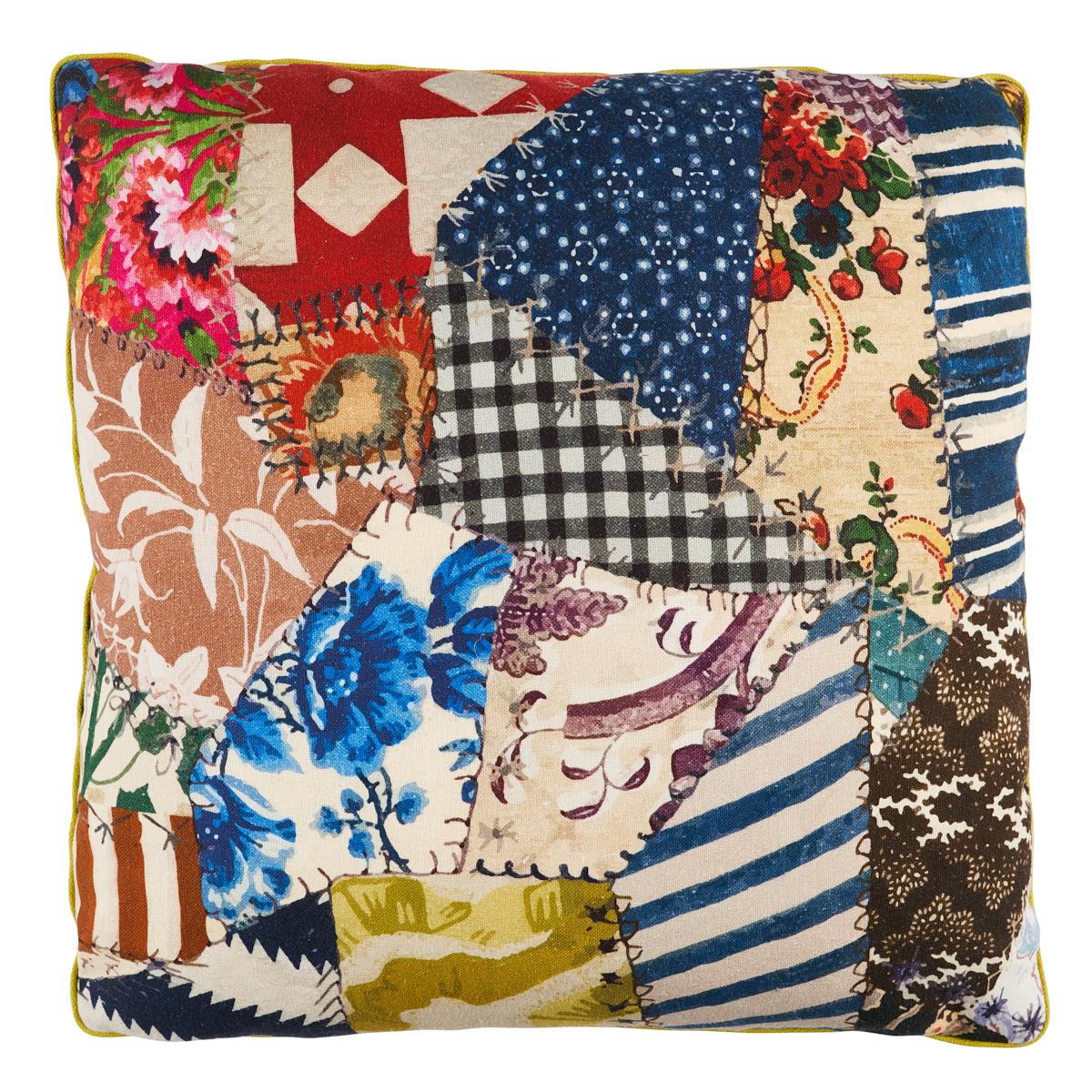 Schumacher Pillow – Hotch Potch Crazy Quilt – Document - SO18065004 - 18" x 18"