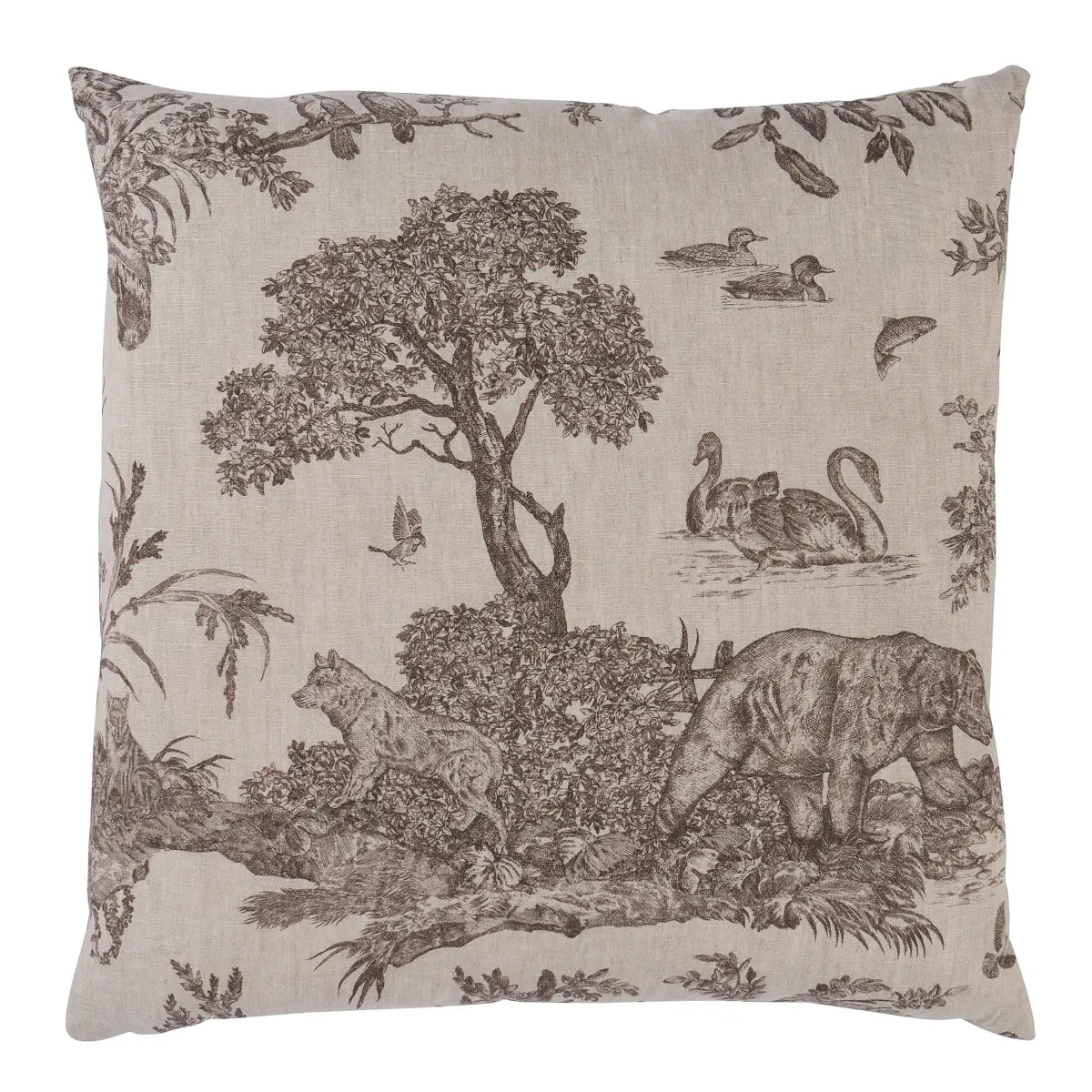 Schumacher Pillow – Western Toile – Sepia - SO18227106 - 22" x 22"
