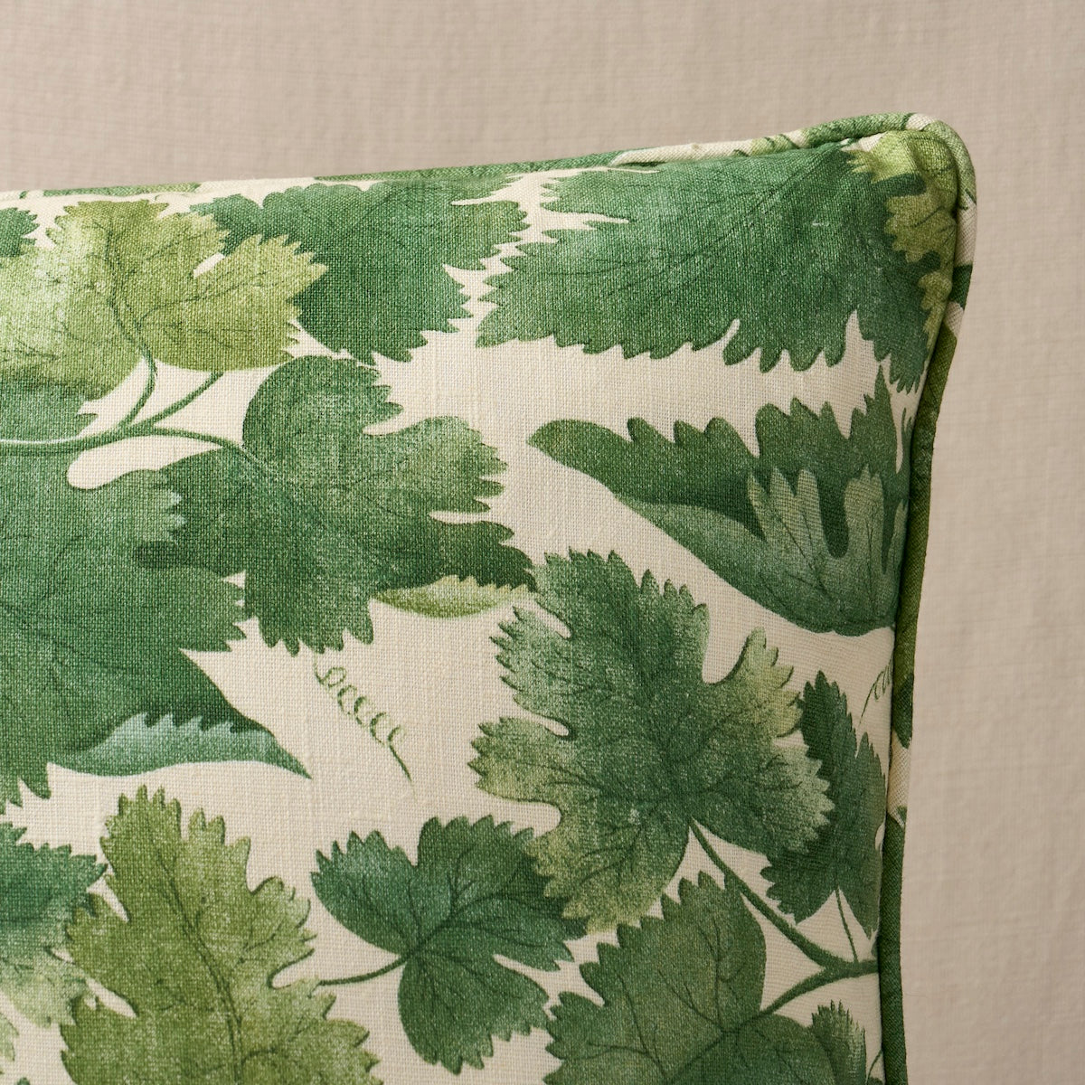Schumacher Edinburgh Vine Pillow pillow in Forest, 20" x 20" view 2 - Schumacher Pillow