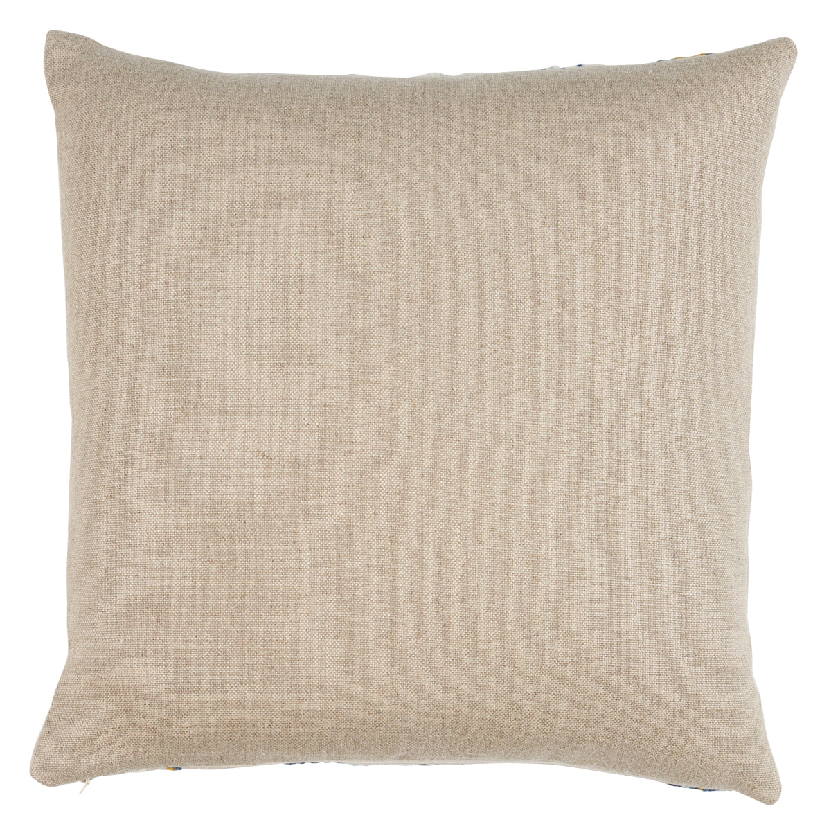 Schumacher Marguerite Embroidery Pillow pillow in Blue & Ochre, 20" x 20" view 2 - Schumacher Pillow