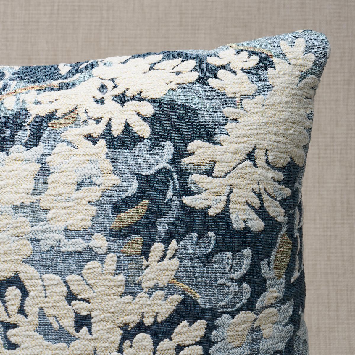 Schumacher Pillow – Verdure Tapestry – Blue - SO8185106 - 22" x 22"