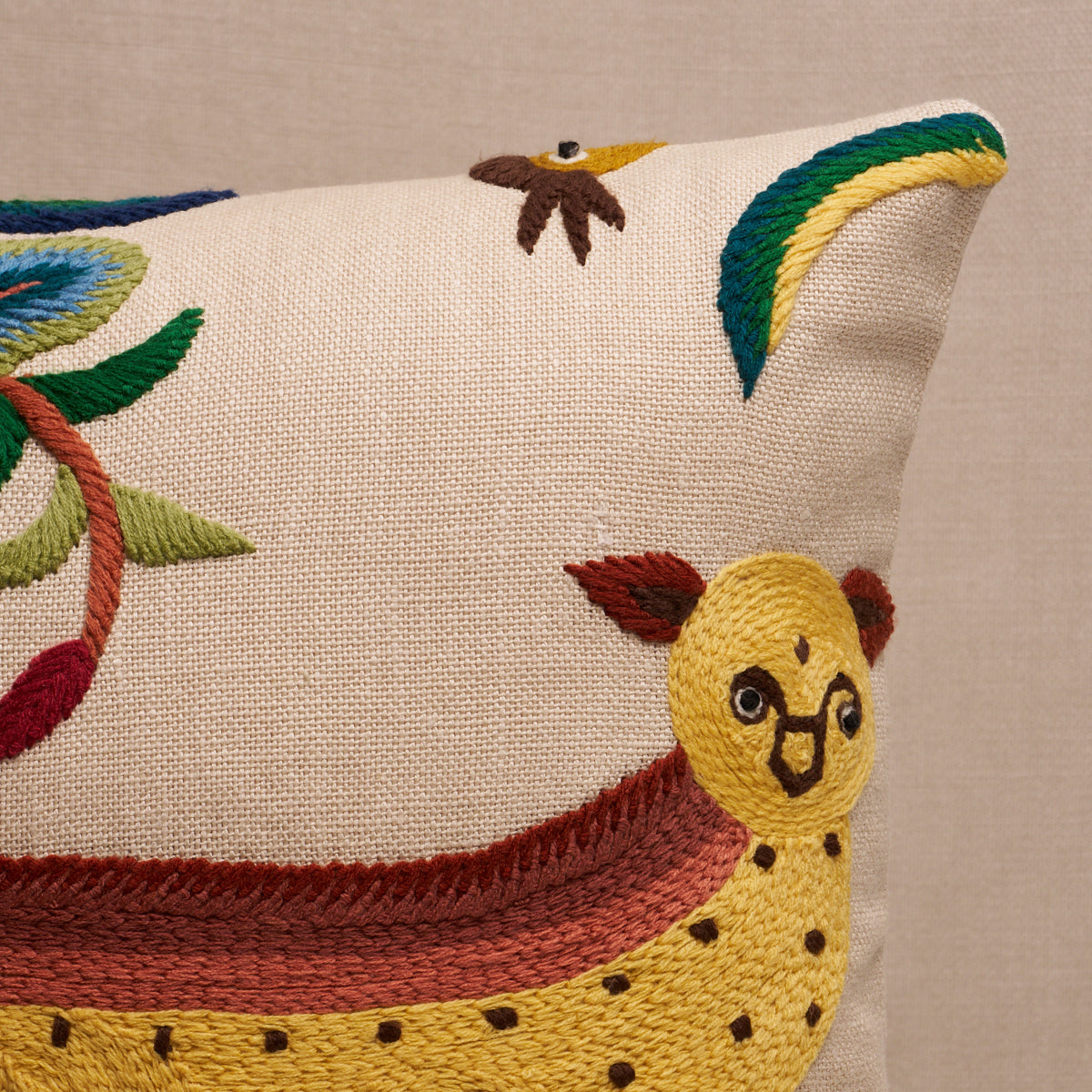 Spotswood Crewel Pillow A in Paradise by Schumacher - view 4 - Schumacher Pillow