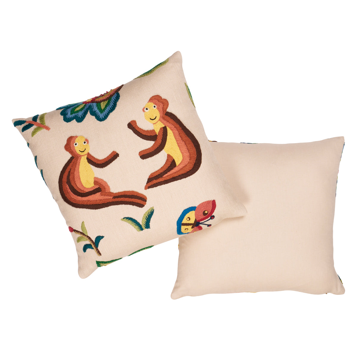 Spotswood Crewel Pillow C in Paradise by Schumacher - view 3 - Schumacher Pillow