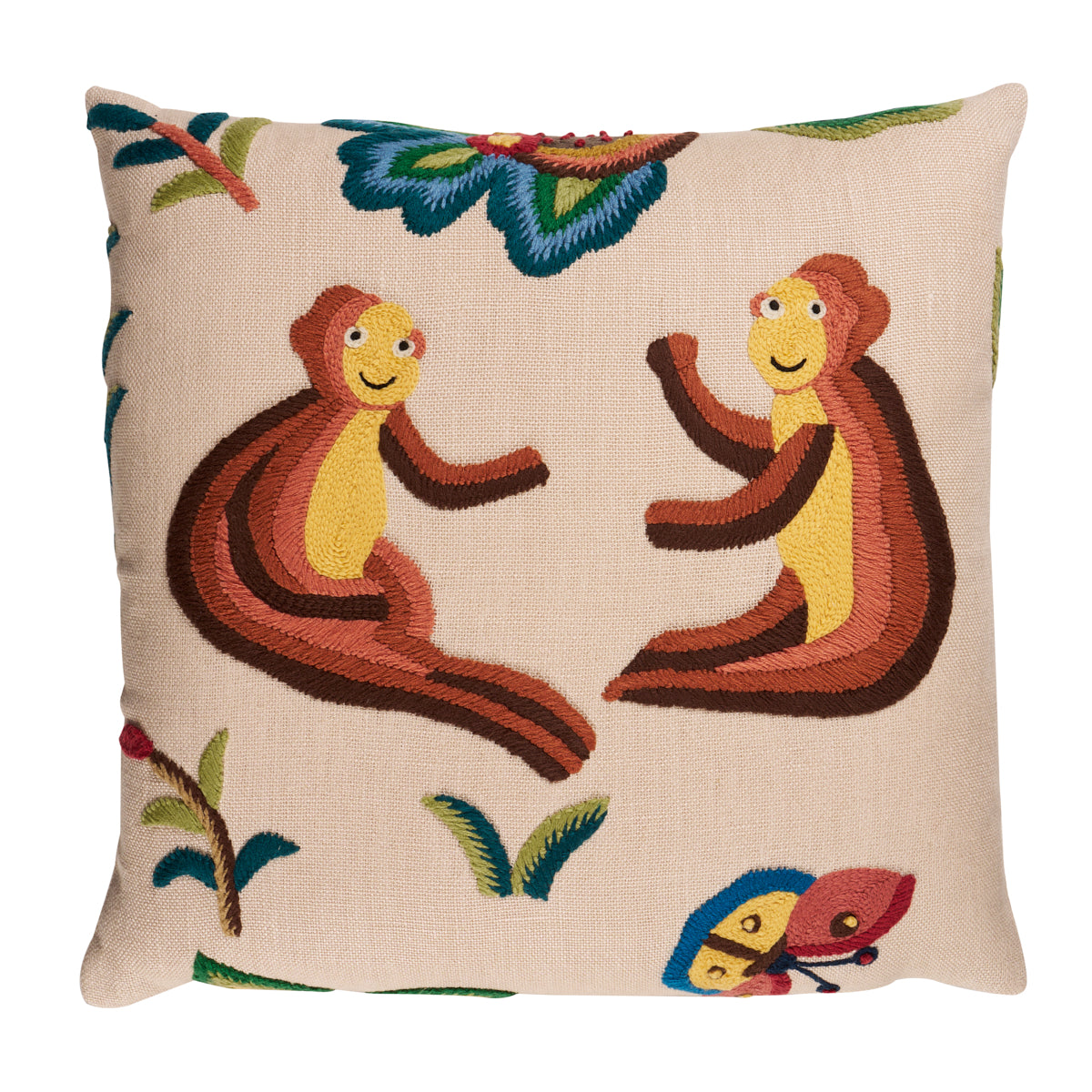 Spotswood Crewel Pillow C in Paradise by Schumacher - Schumacher Pillow
