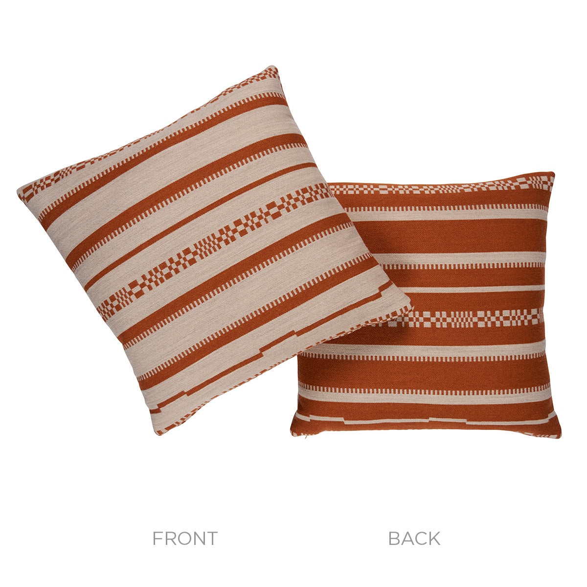 Schumacher Skyline Stripes Pillow pillow in Burnt Orange, 22" x 22" view 3 - Schumacher Pillow