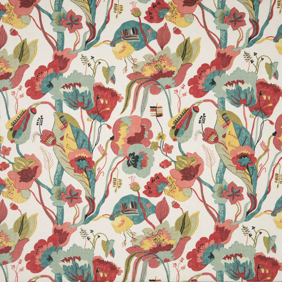 California - Linen/Teal/Pimento - G P & J BAKER Fabric