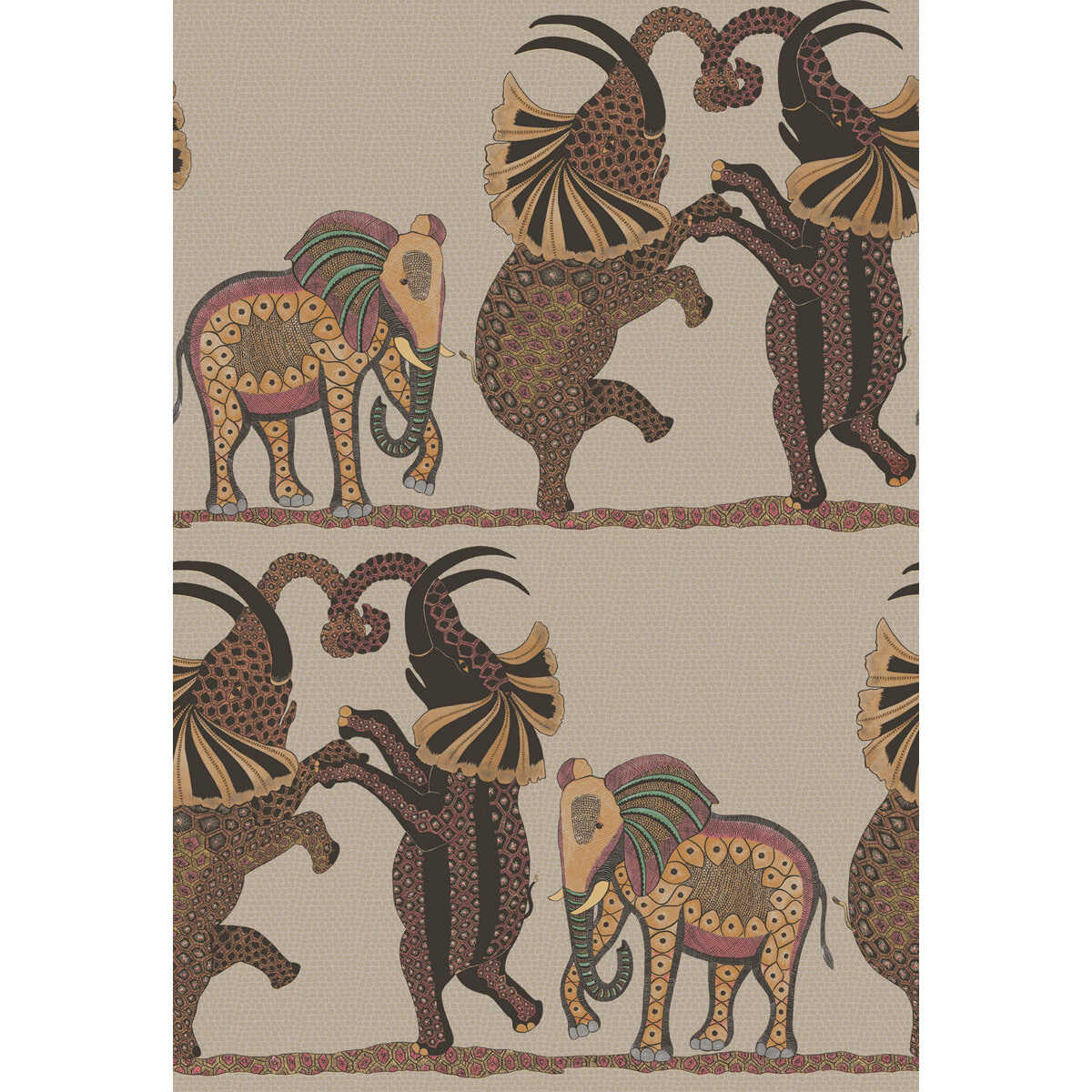 Safari Dance - Red & Linen - COLE & SON Papel pintado