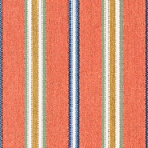 Color: Orange Coral Rust, Material: 100% Subrella Acrylic, Mildew Resistant: Yes, Recommended Use: Indoor Outdoor Upholstery Cushion Pillow Drapery, Warranty: 5 Year, Water Repellent: Yes, Width: 54", Type: Stripes, Selvedge: Left-Right, Repeat: 0Vx6.82H