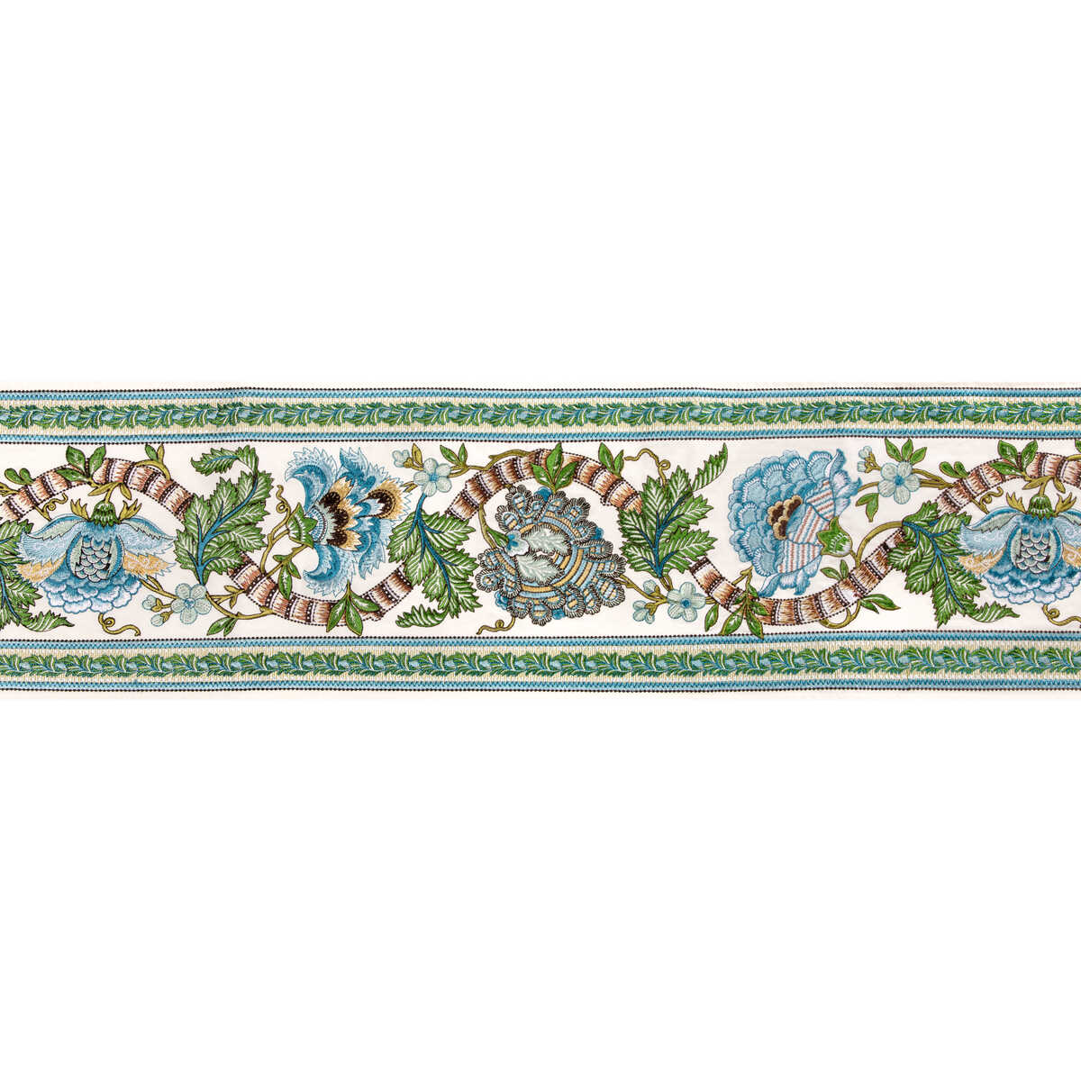 Lauris Border - Aqua/Leaf
