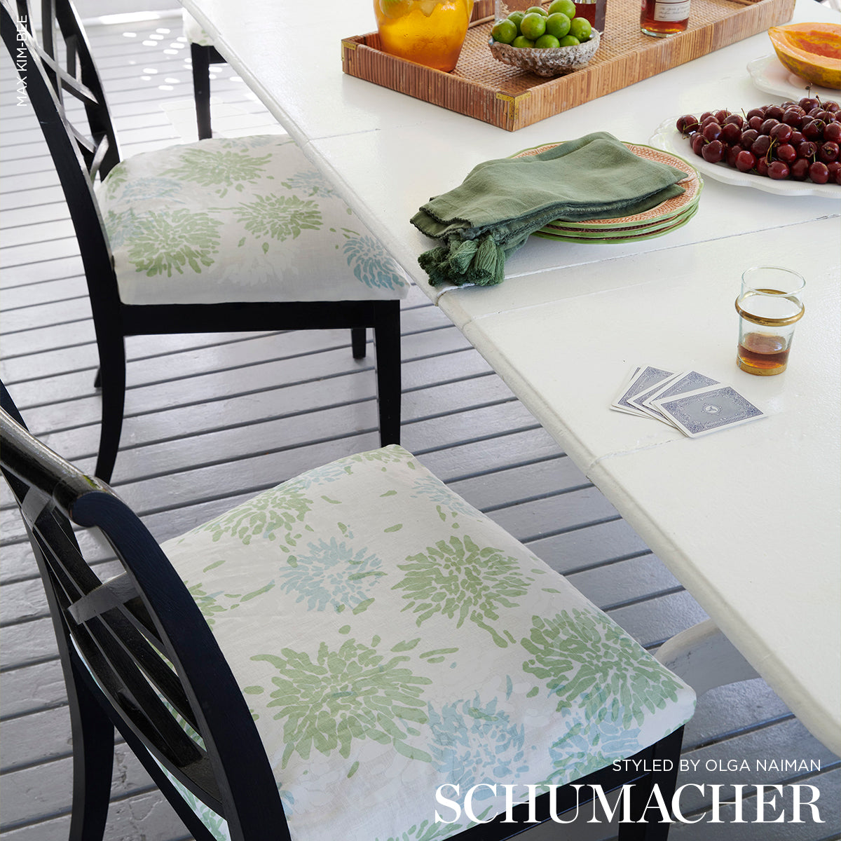 CHRYSANTHEMUM-BY-TILLETT-GREEN-SKY-SCHUMACHER-TL400012 - Schumacher Fabric