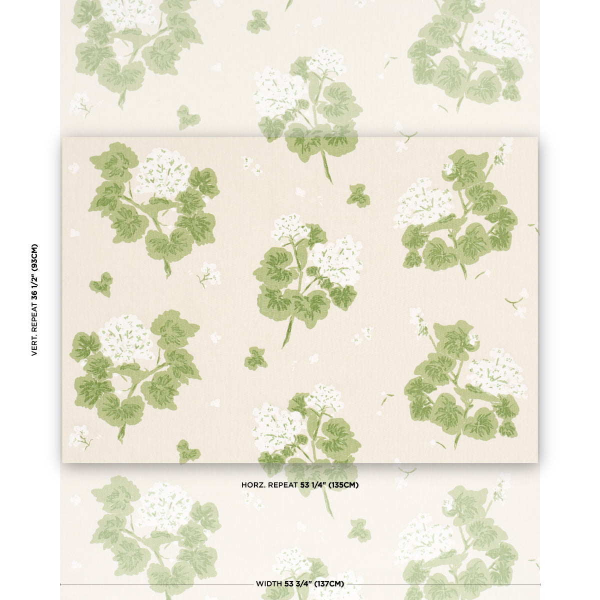 GERANIUM-WHITE-ON-NATURAL-SCHUMACHER-TL400020 - Schumacher Fabric
