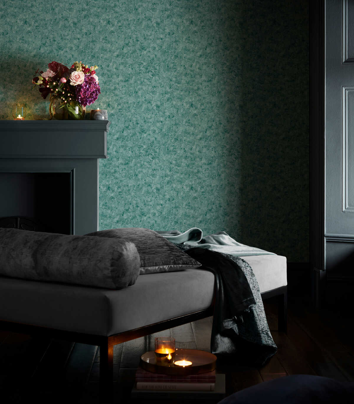 Impression - Teal Wp - CLARKE AND CLARKE Wallpaper