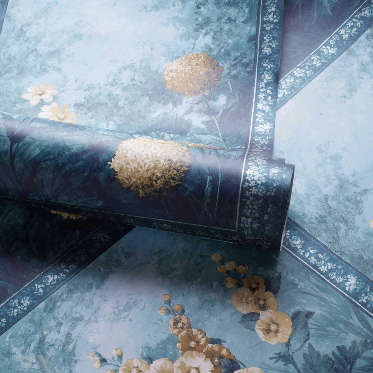 Artus - Denim Ochre Wp - CLARKE AND CLARKE Papel pintado