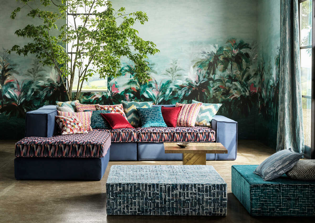 Alberi - Teal/Fuch Banner - CLARKE AND CLARKE Wallpaper
