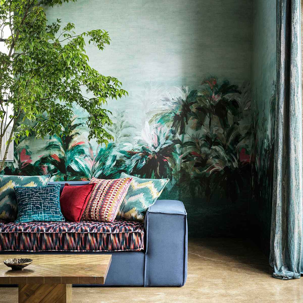 Alberi-Teal-Fuch-Banner-Clarke-And-Clarke-Wallpaper - CLARKE AND CLARKE Wallpaper