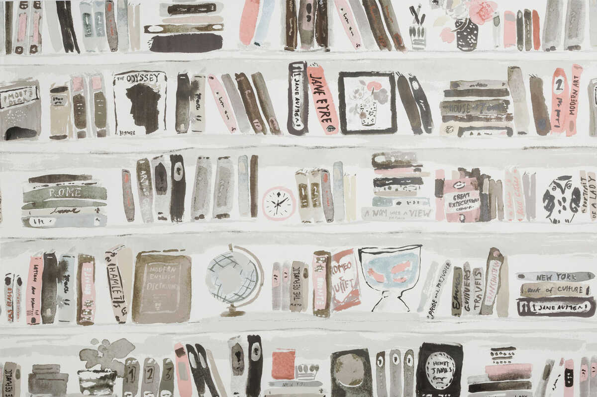 Bella Books - Blush - KRAVET DESIGN Wallpaper