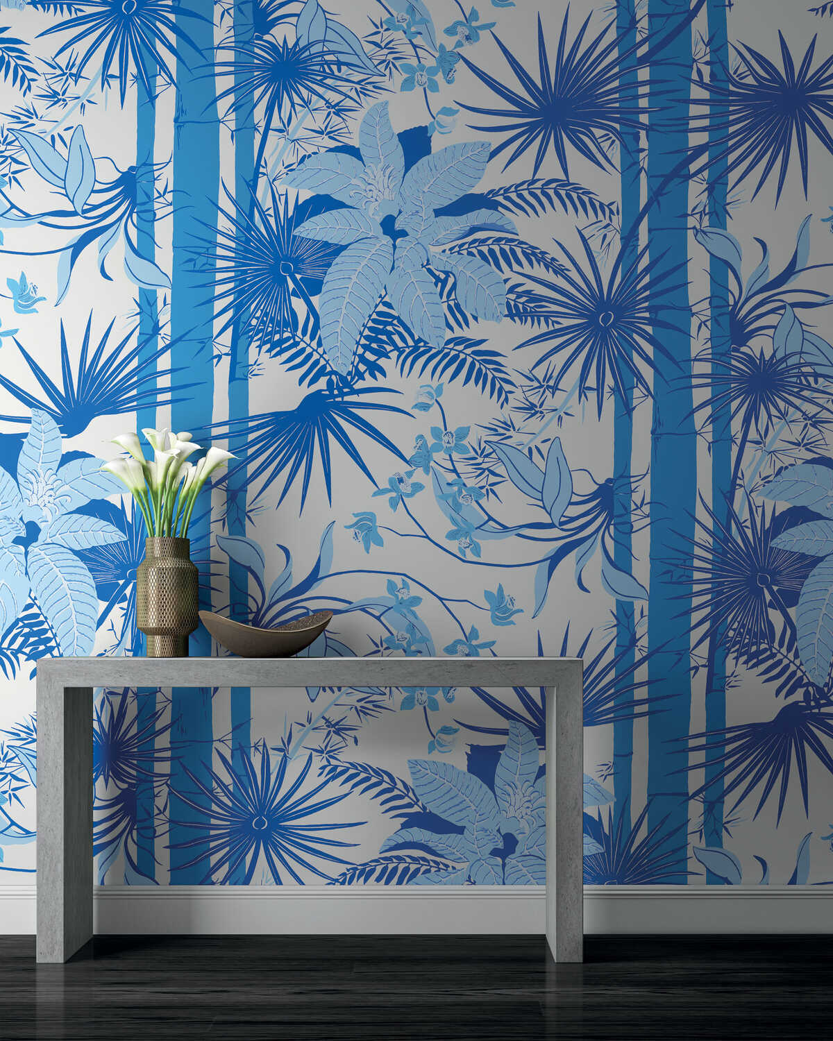 Orquidea - Blue - KRAVET COUTURE Wallpaper