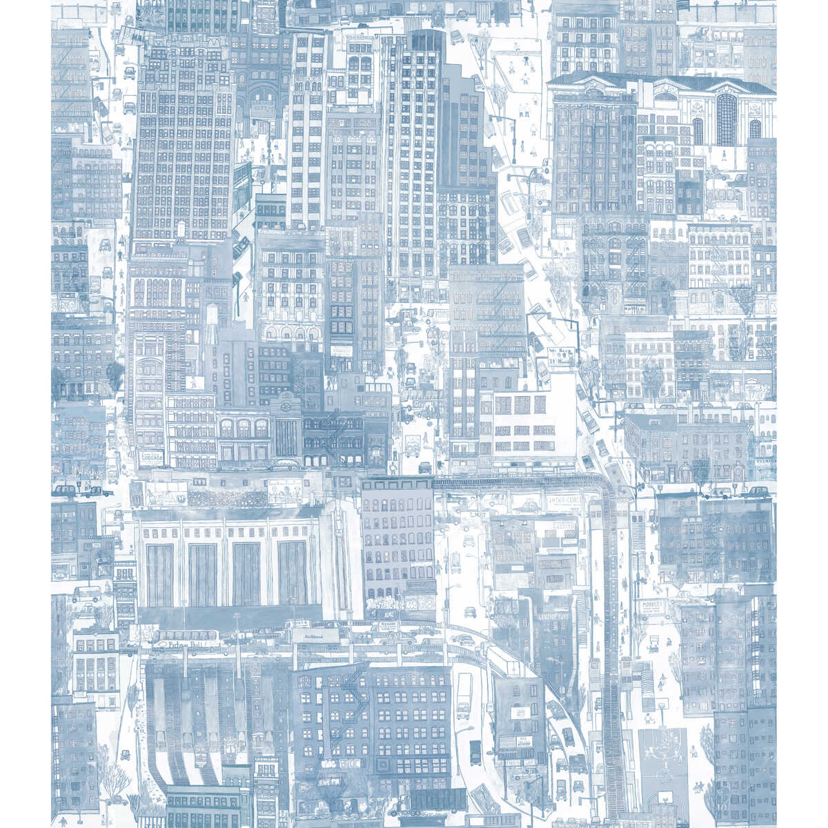 Urban Planning - Blueish - KRAVET COUTURE Wallpaper