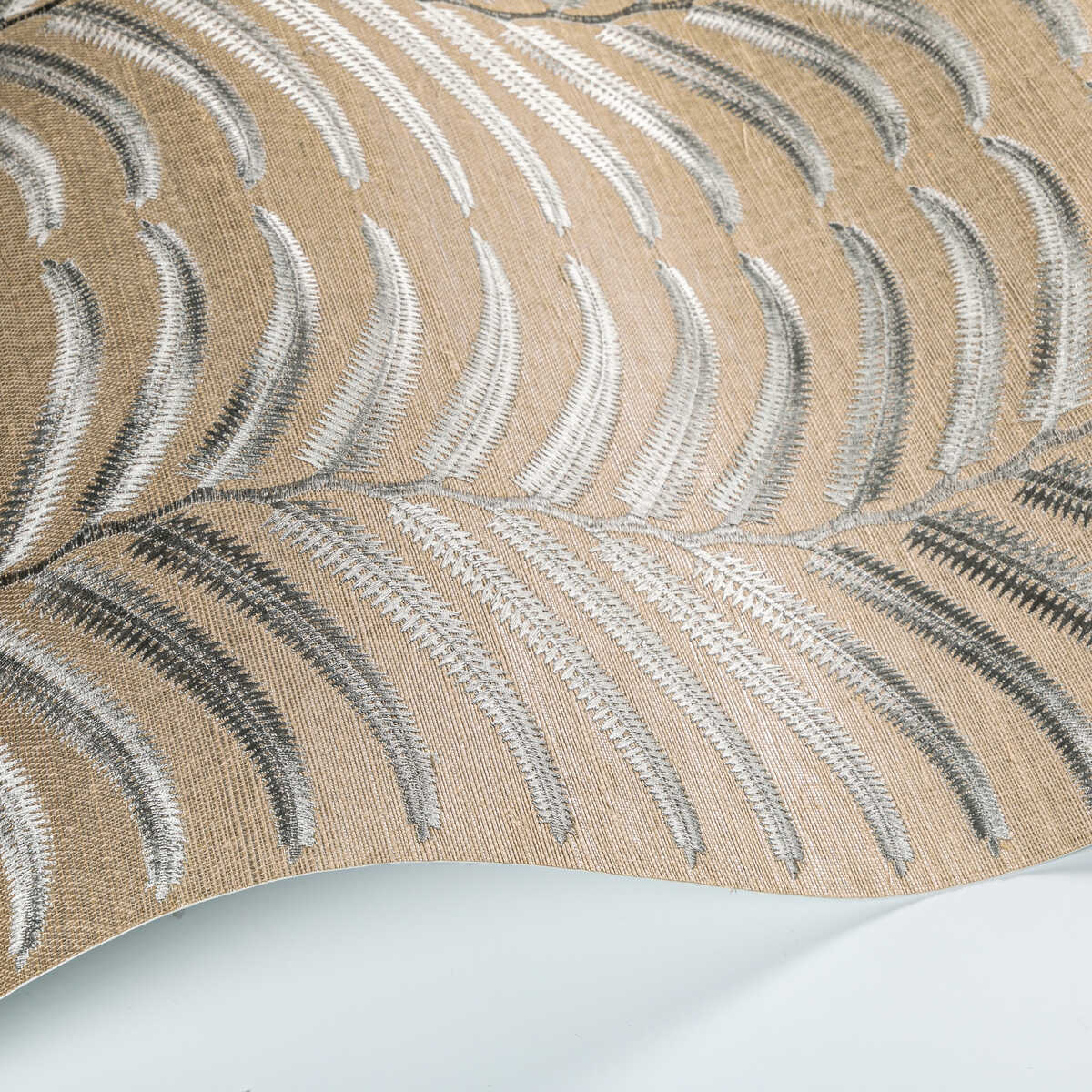 Plantae Emb Sisal - Grey - KRAVET COUTURE Wallpaper