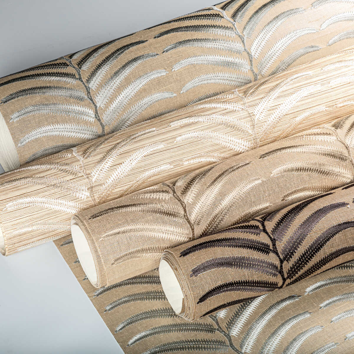 Plantae Emb Sisal - Ivory - KRAVET COUTURE Wallpaper