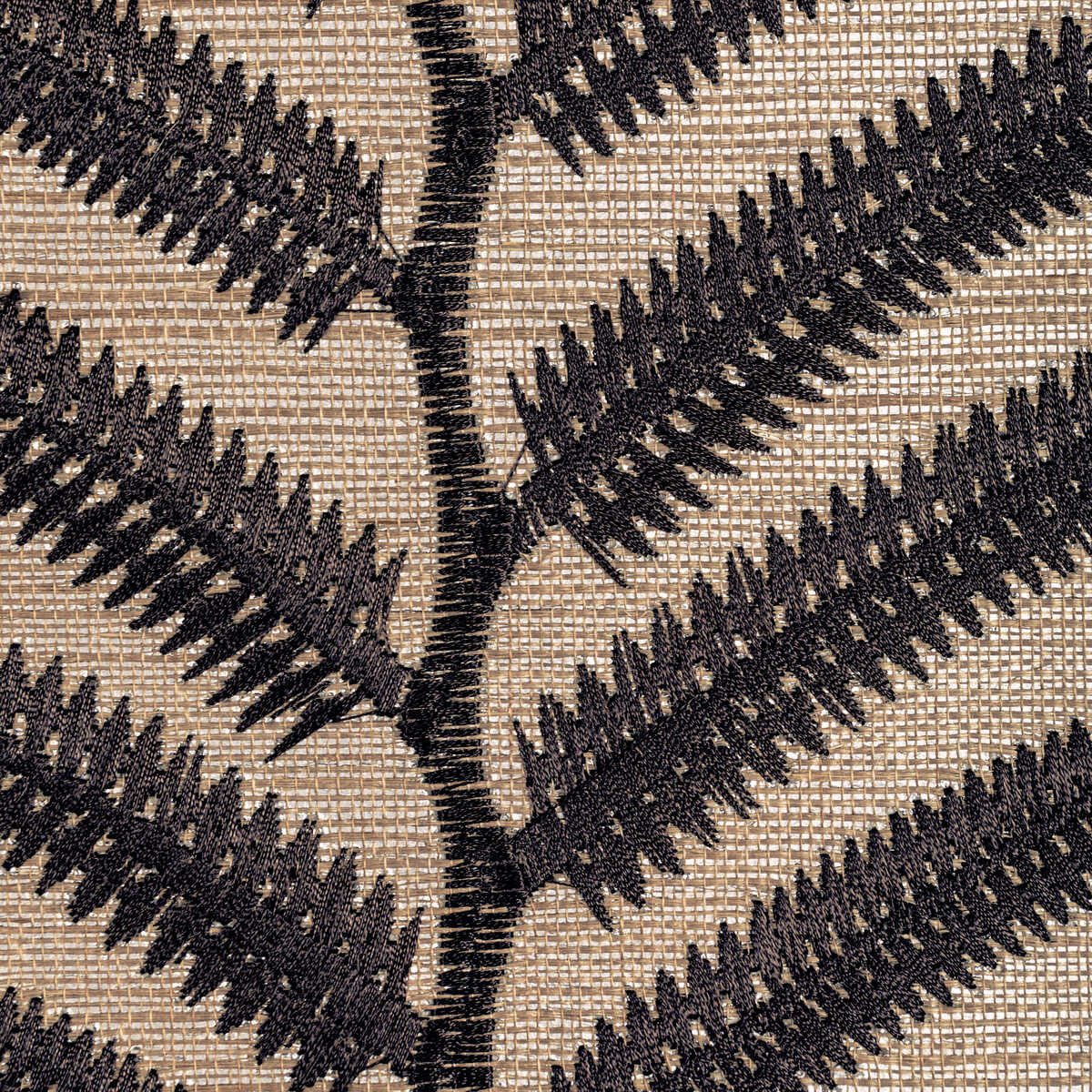 Plantae Emb Sisal - Noir - KRAVET COUTURE Wallpaper