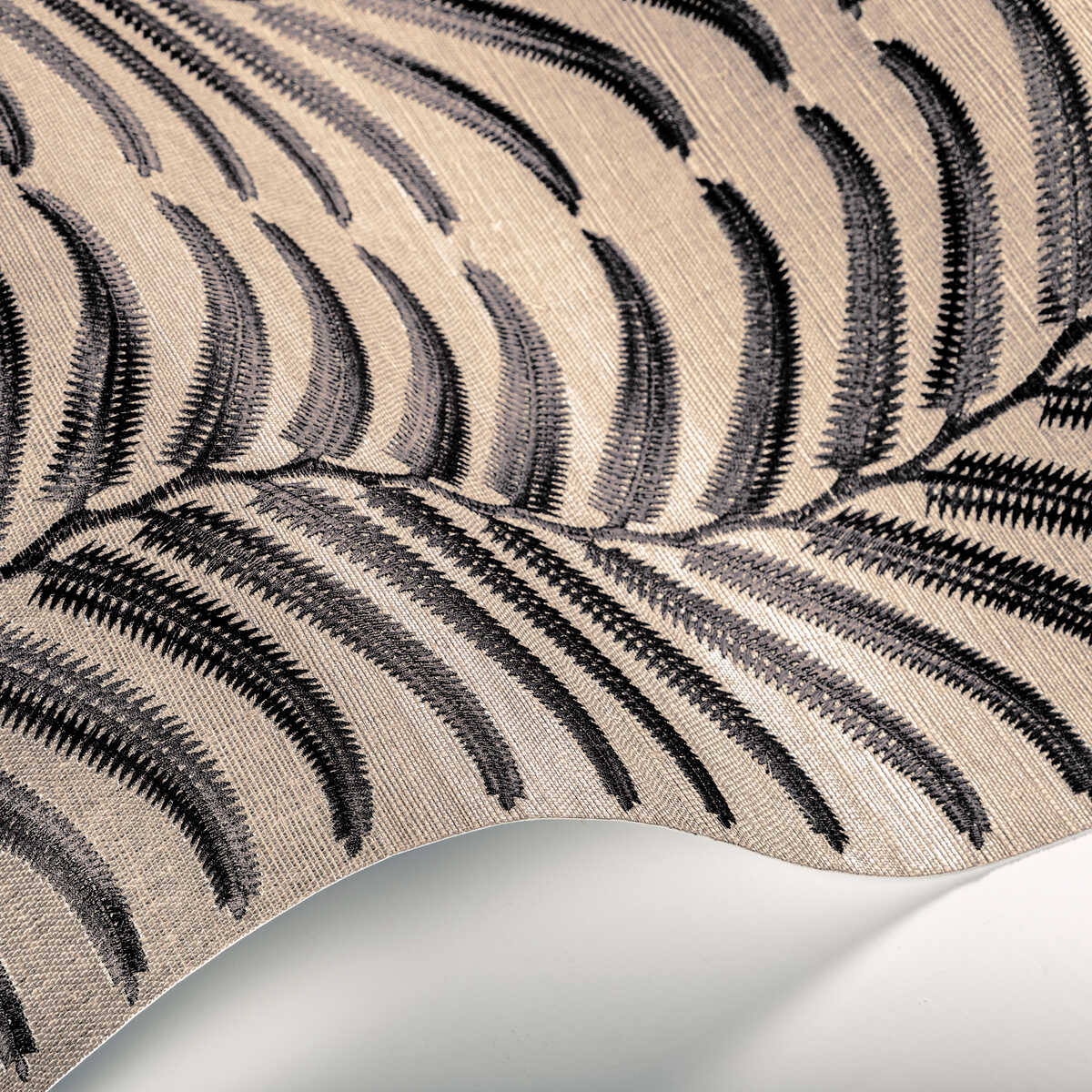 Plantae Emb Sisal - Noir - KRAVET COUTURE Wallpaper