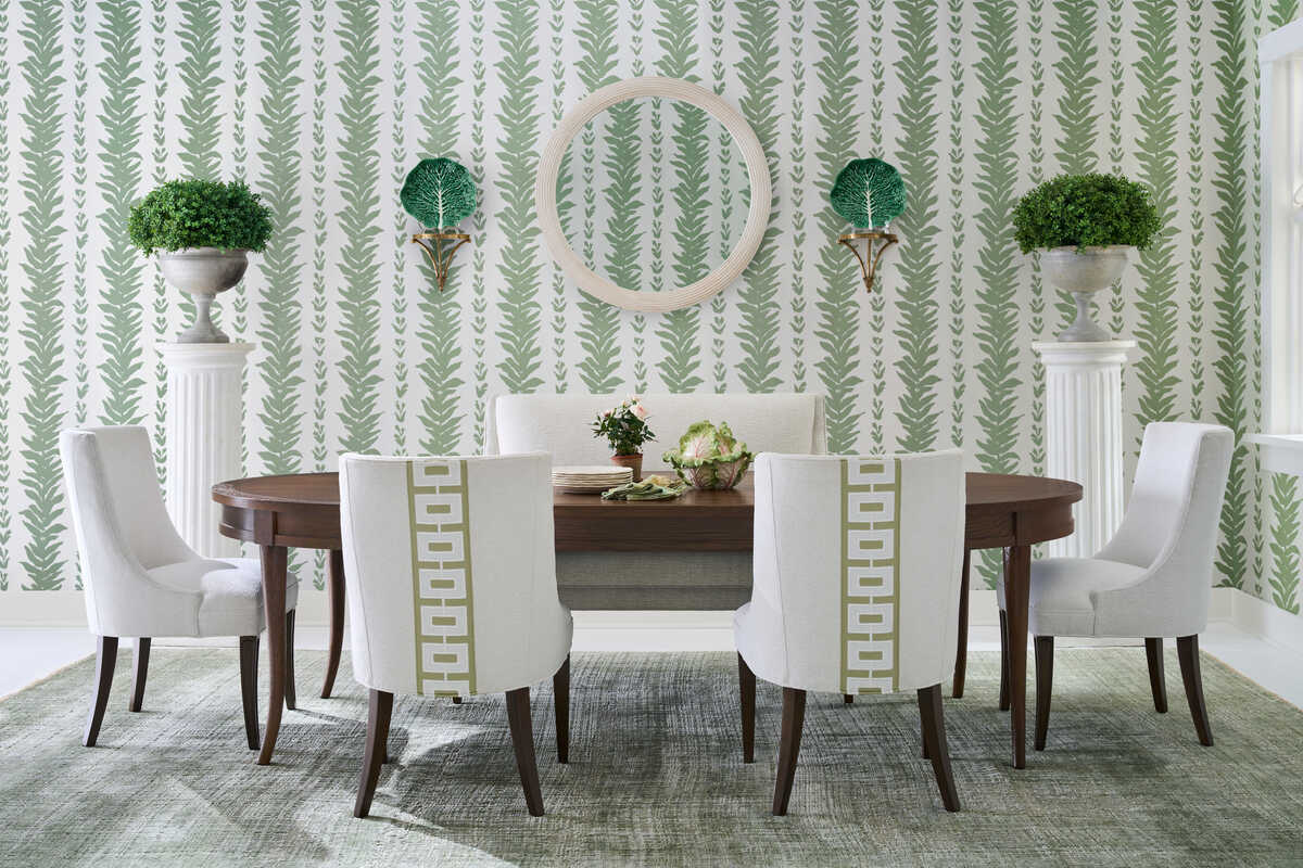 Climbing Leaves Wp - Sage - KRAVET COUTURE Wallpaper