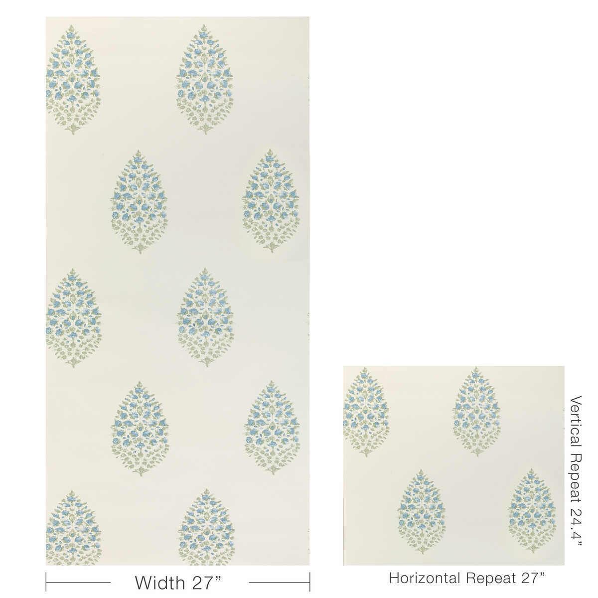 Atelier Paisley Wp - Blue Sage - KRAVET COUTURE Wallpaper