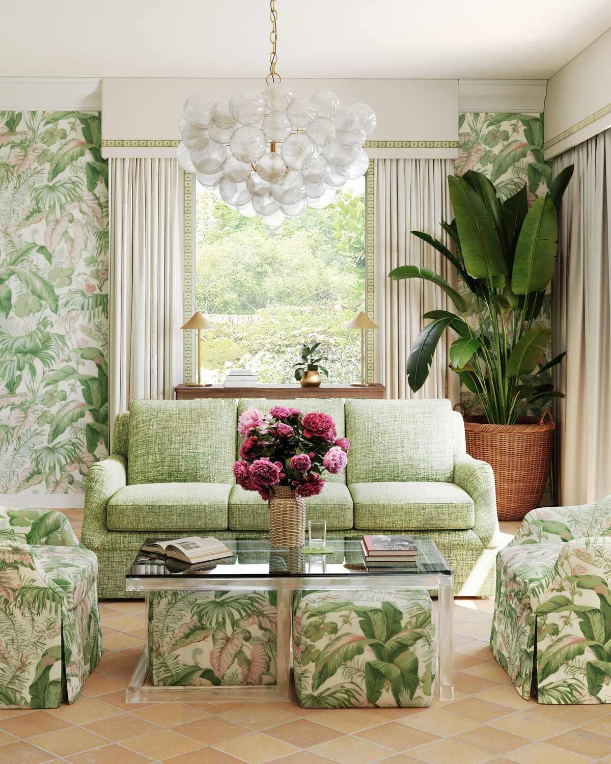 Yasuni Wp - Pink Palm - KRAVET COUTURE Wallpaper