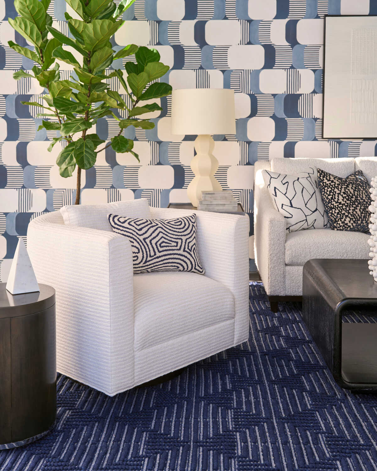 Good Vibes - Indigo - KRAVET COUTURE Wallpaper