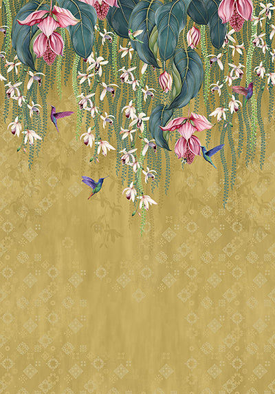 Ananda Trailing Orchid Metallic Gold - Osborne & Little - W8037-02 Wallcovering