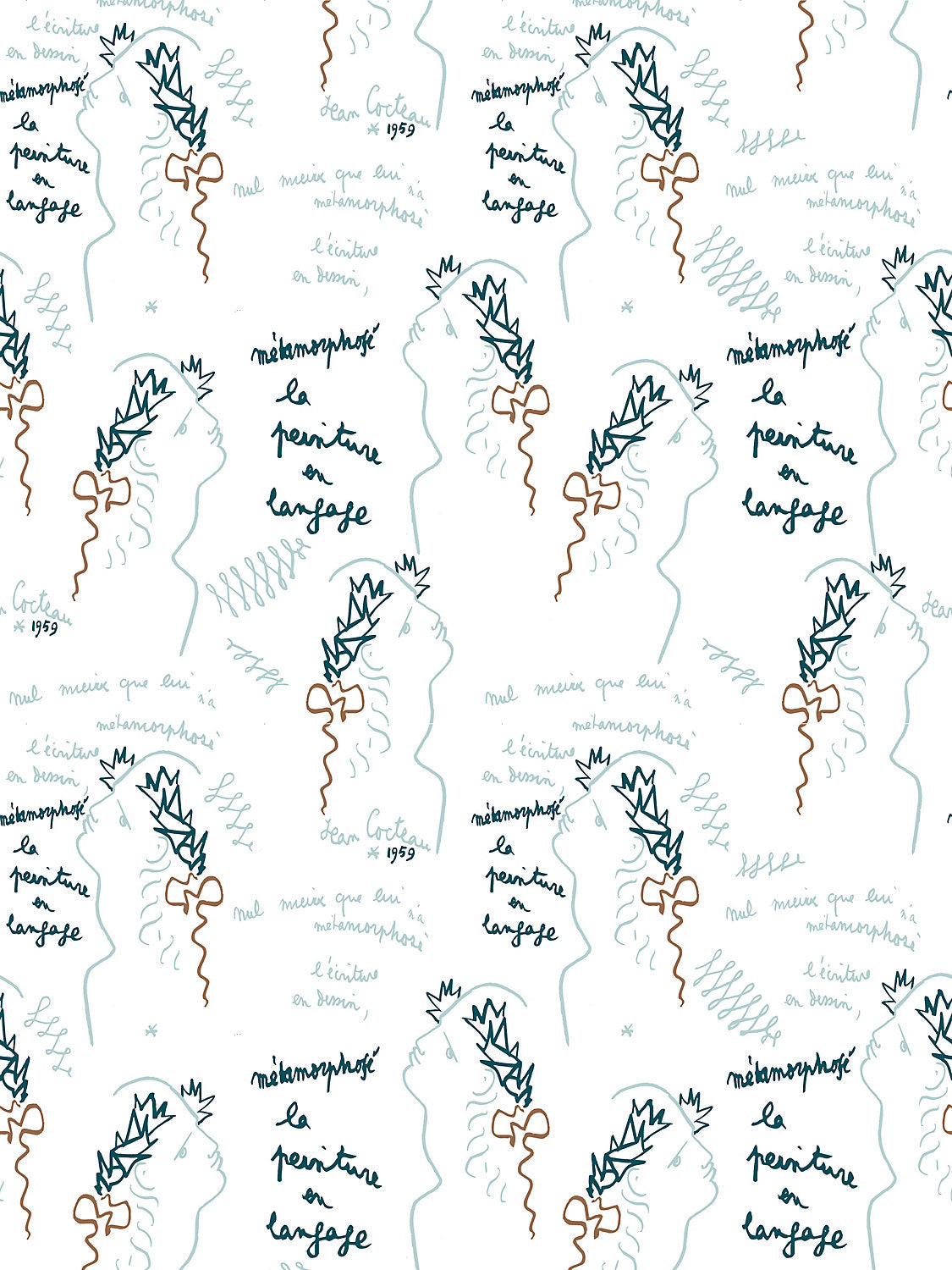Ecriture - Ciel - Scalamandre Wallpaper