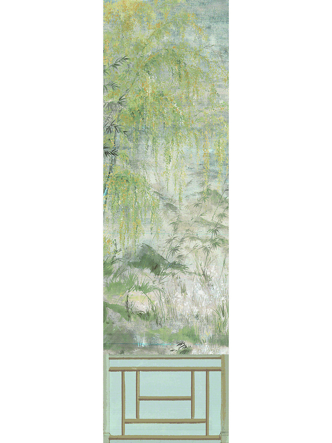 Crested Crane Mural | Panel 2 - Green Gold