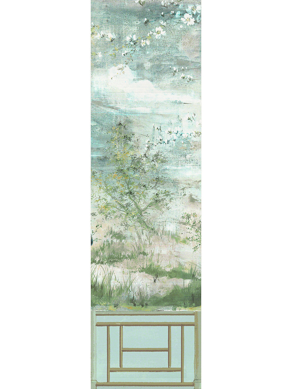 Crested Crane Mural | Panel 4 - Green Gold