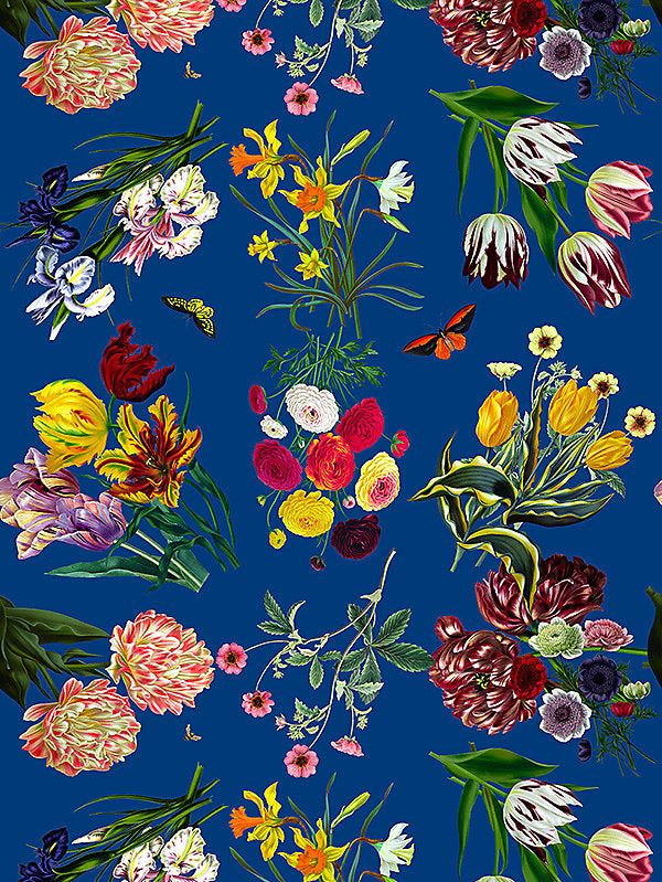 Flora & Fauna - Blue - Scalamandre Wallpaper