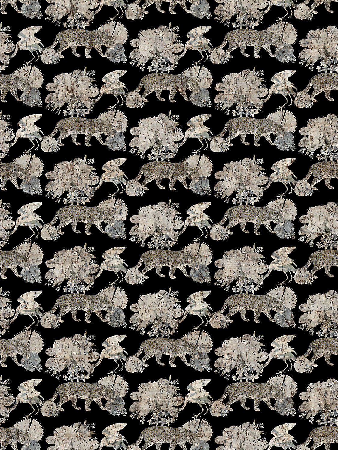 Leopard Walk - Black - Scalamandre Wallpaper