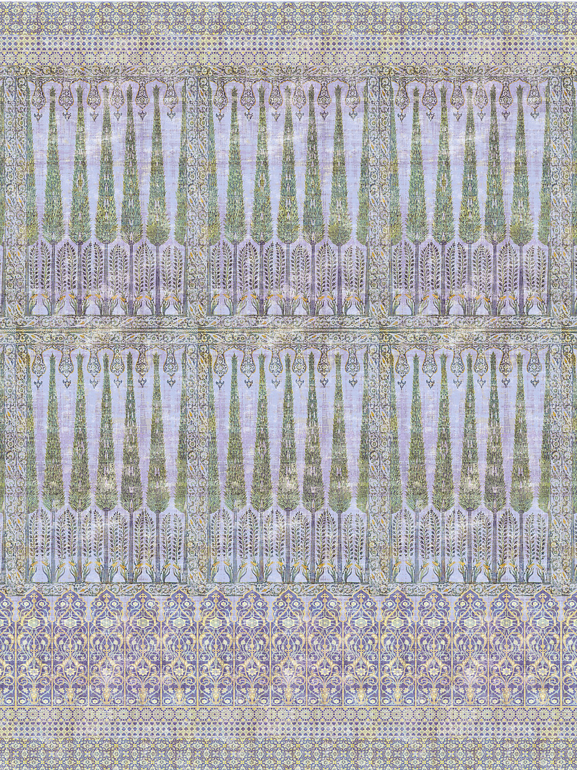 Topkapi Garden | Panel - Gold Purple - Scalamandre Wallpaper
