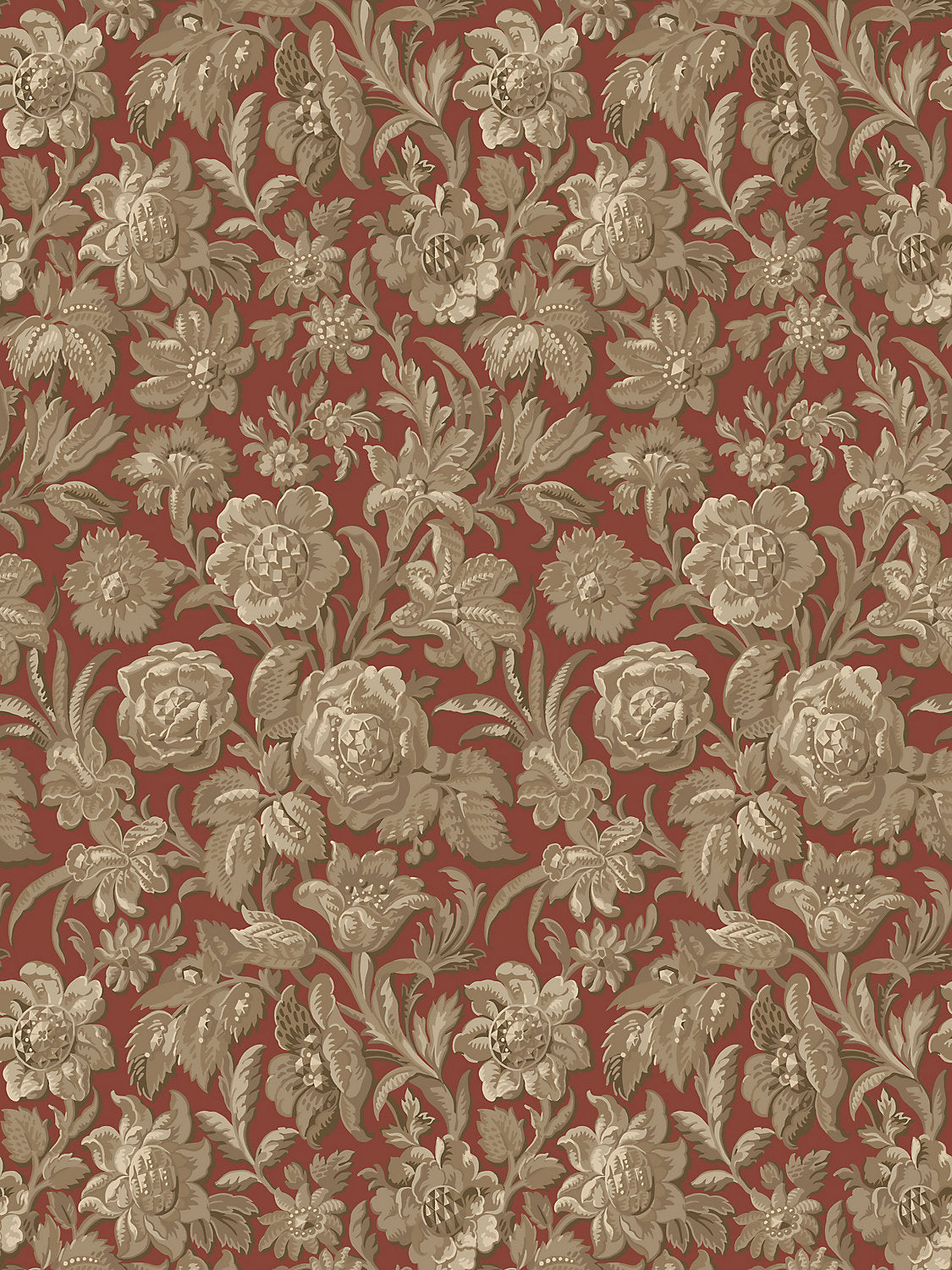 Valentin - Ruby Red - Scalamandre Wallpaper