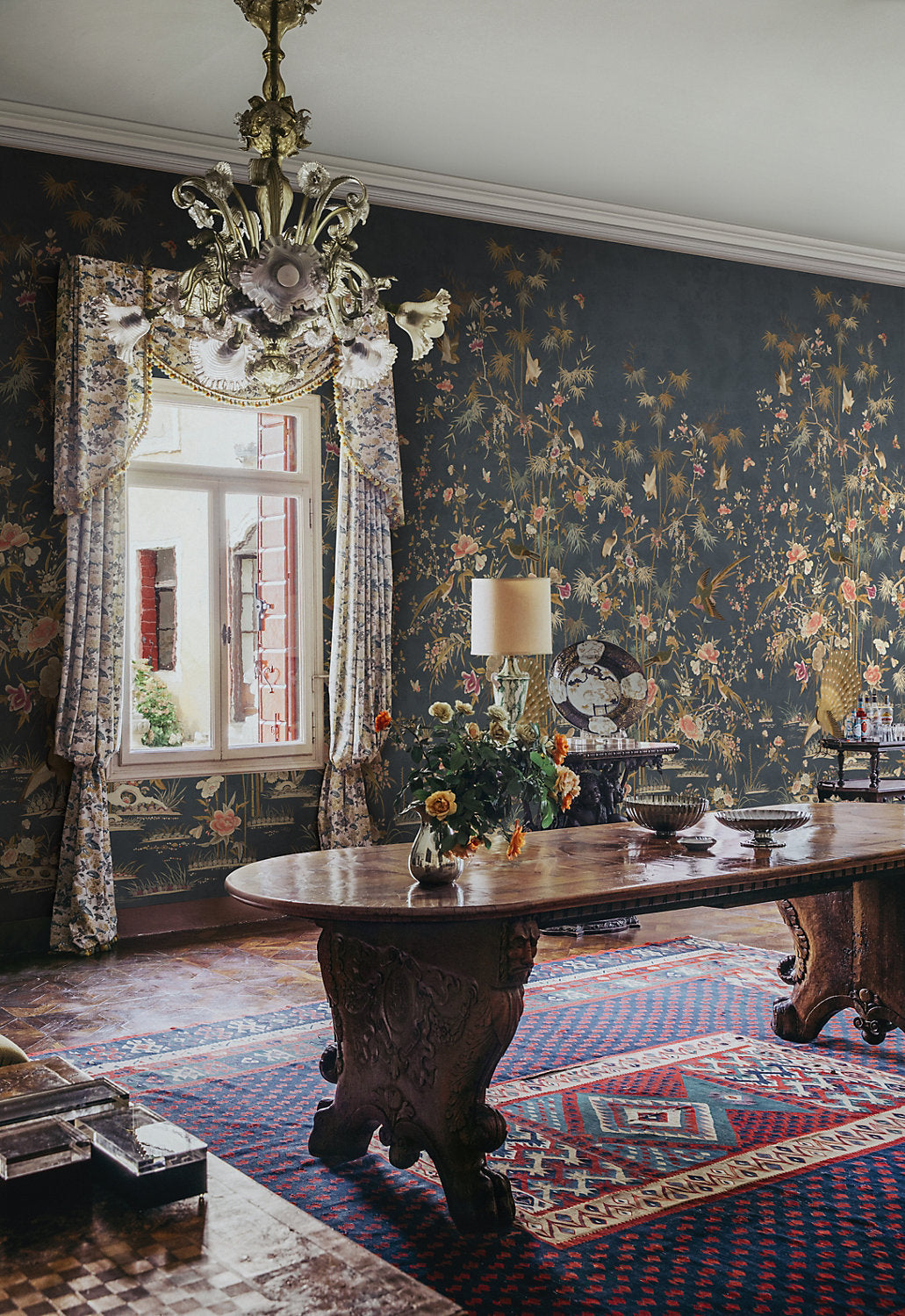 CHINOISERIE GARDEN - MURAL DARK BLUE WSB CHINGARD 0416 by Sandberg Wallcovering