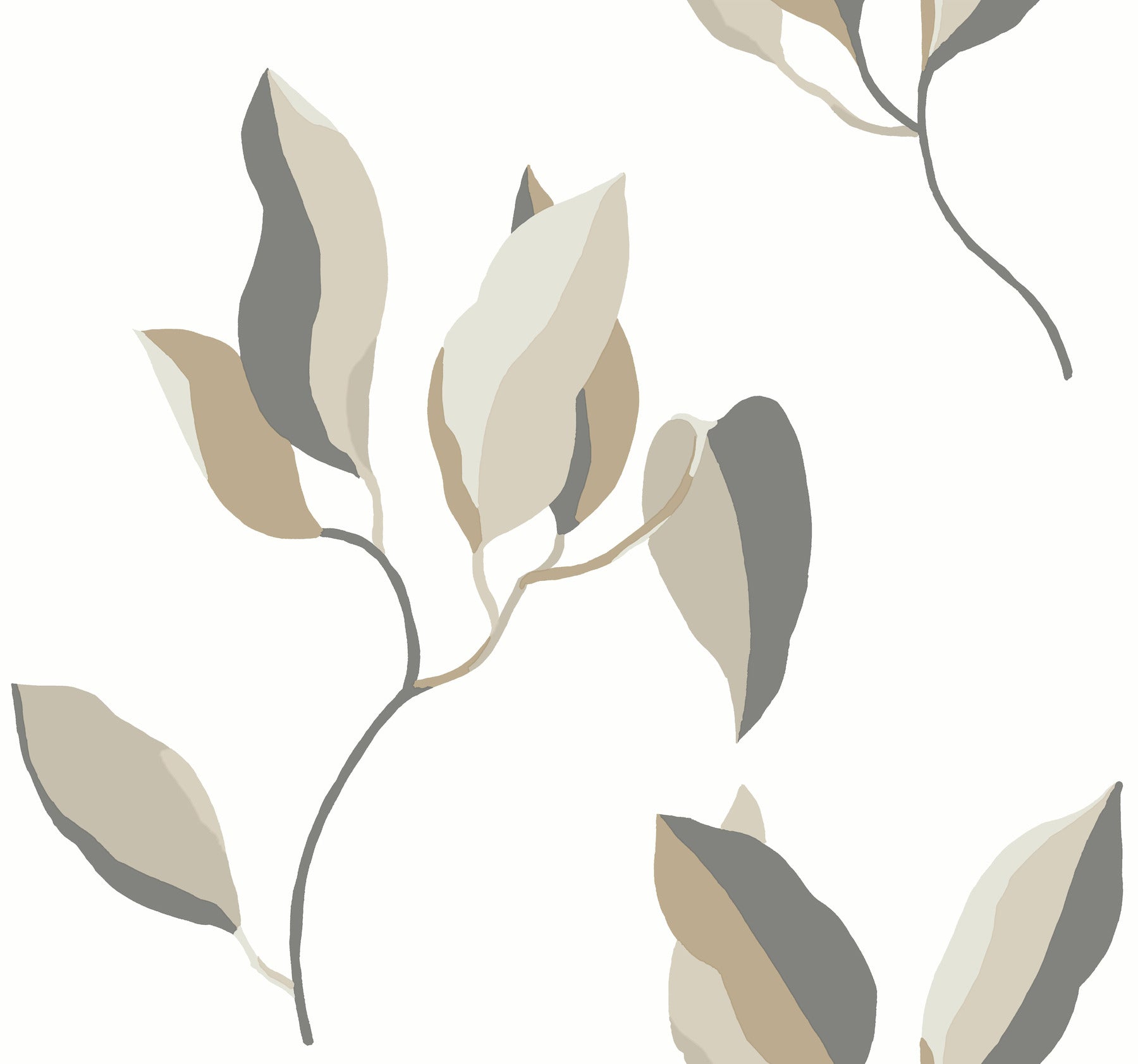 Brushwork Branches Wallpaper - Neutral & Gold - York Wallcoverings - ZM2876