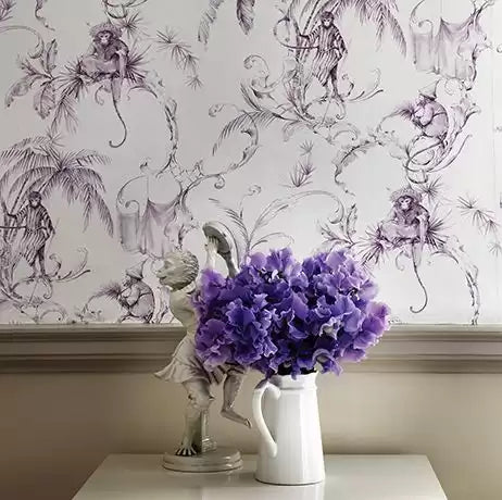 Fontibre Barbary Toile Coral Red - Nina Campbell - NCW4205-04 Wallcovering