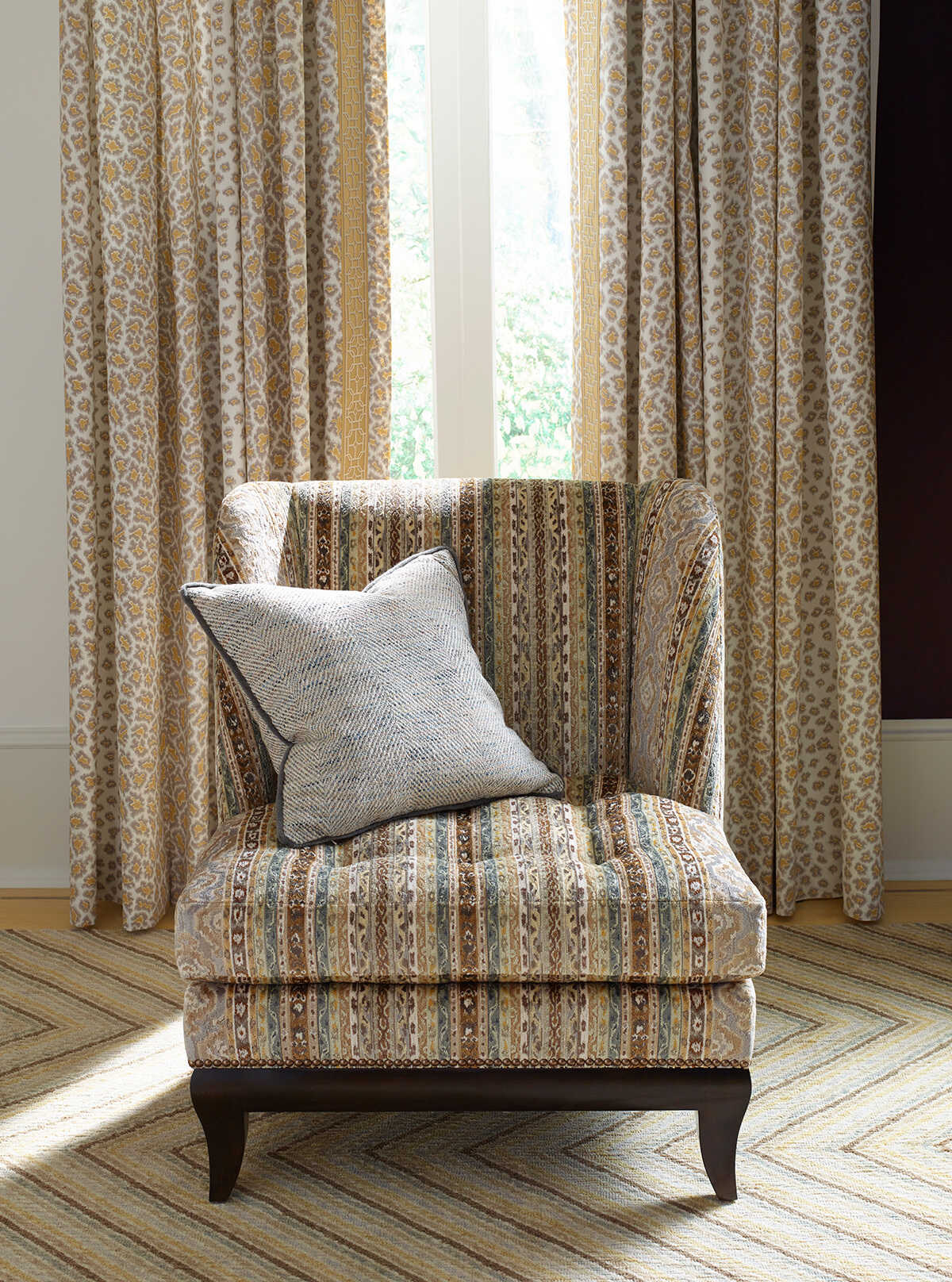 Savonnerie Velvet - Prussian & Garnet - BRUNSCHWIG & FILS Fabric