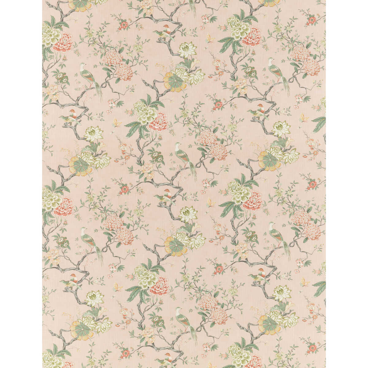 Oriental Bird Signature - Blush - G P & J BAKER Fabric