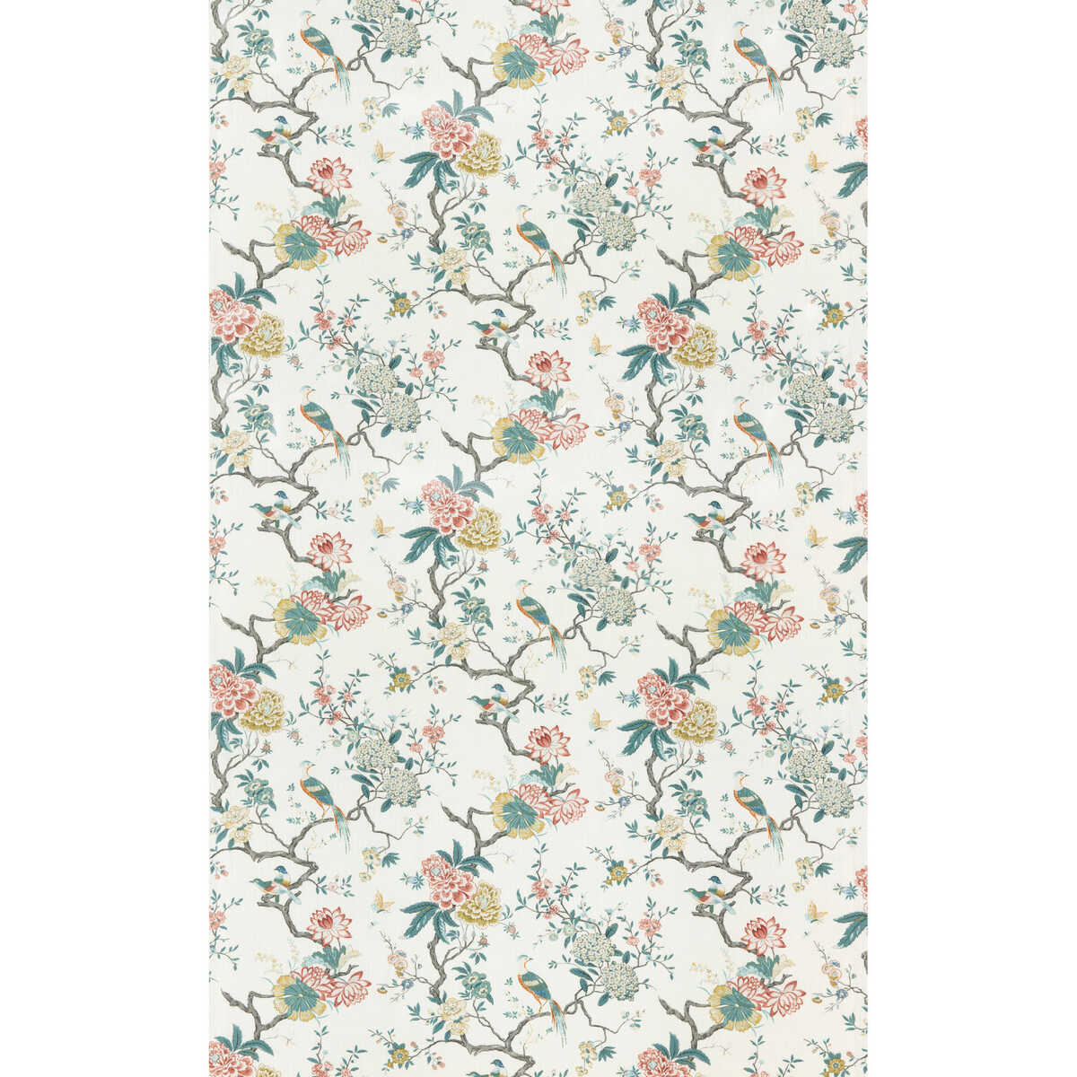 Oriental Bird Signature - Teal - G P & J BAKER Fabric