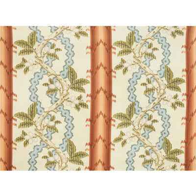 Br795106770 Josselin Cotton And Linen Print Rust And Blue Brunschwig Fils Fabric - BRUNSCHWIG & FILS Fabric
