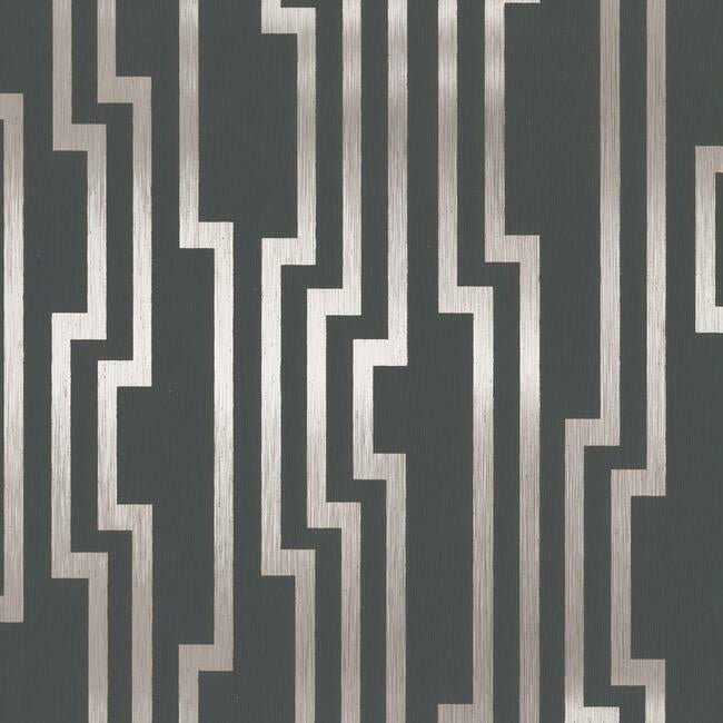 Velocity Wallpaper - Silver/Charcoal - York Wallcoverings - DE8818