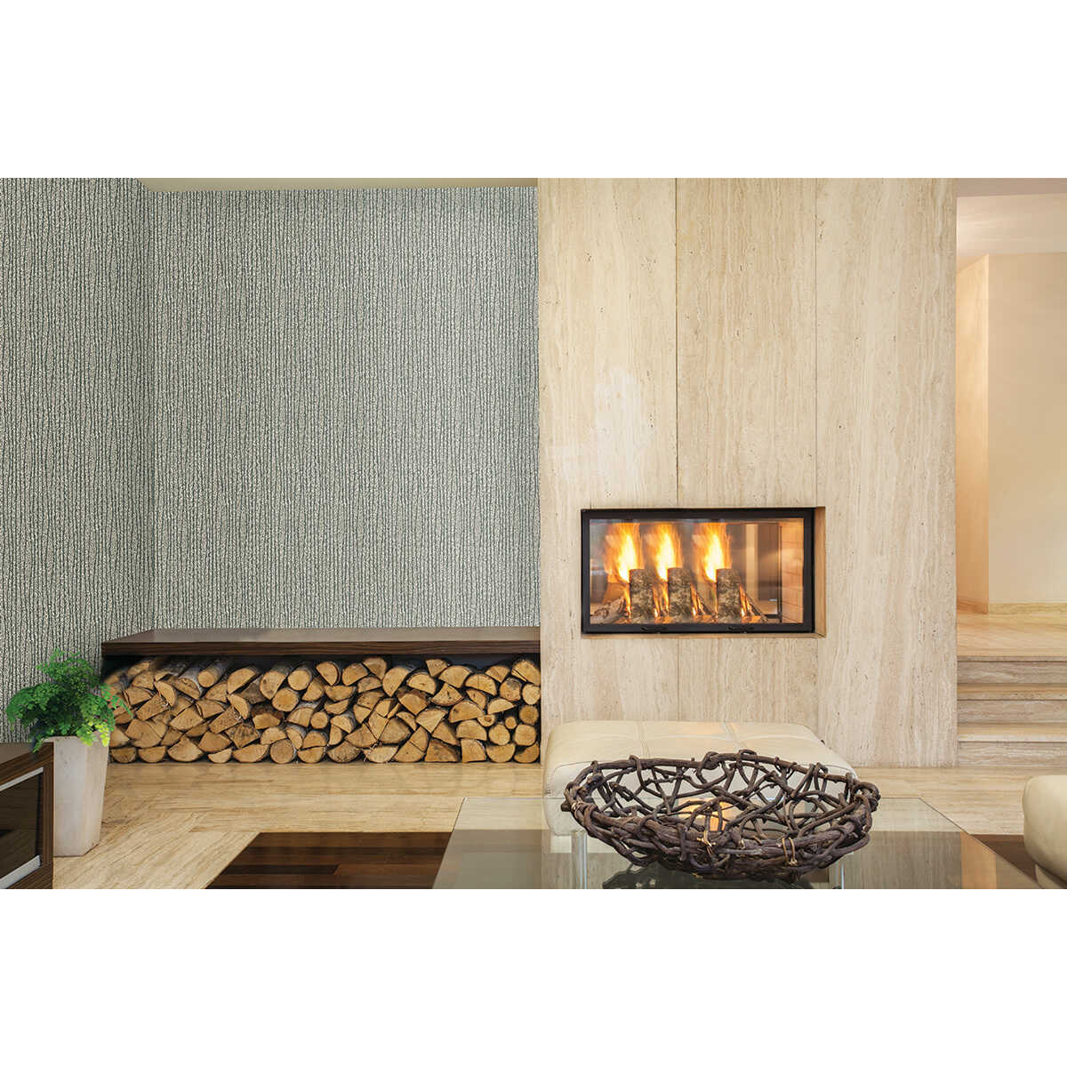 Ventris - Charcoal/Ivory - THREADS Wallpaper