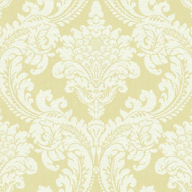 Tapestry Damask Wallpaper - Yellow - York Wallcoverings - GR6027